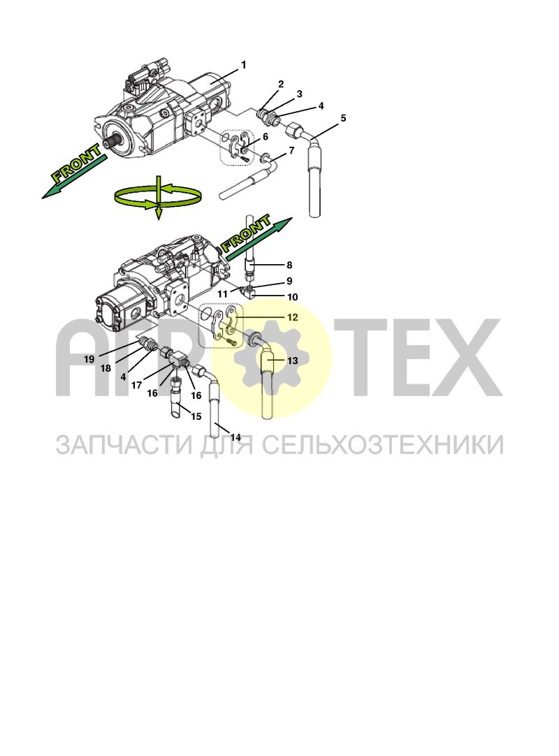 Чертеж Соединения гидравлического насоса интенсивного потока (6HTP02)